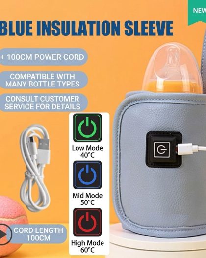 Keep your baby's milk perfectly warm anytime, anywhere! This Portable USB Baby Bottle Warmer is the ultimate travel companion for parents on the go. With 3 adjustable temperature settings indicated by smart color lights, you can customize the warmth to your baby's preference instantly. Its flexible, wrap-around design securely fits various bottle sizes. Ideal for road trips, flights, and daily outings